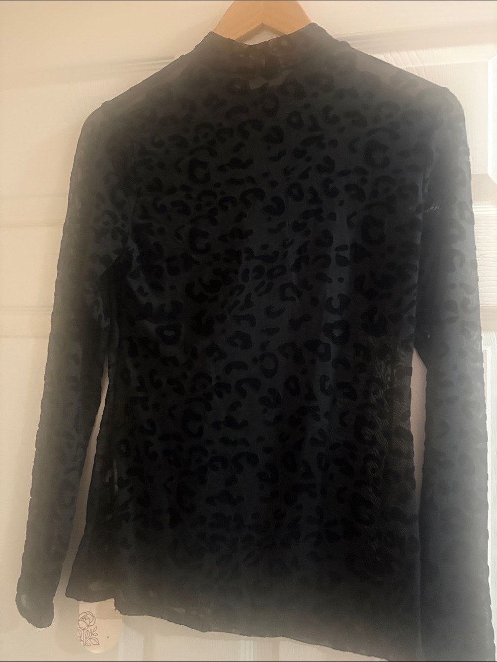Amazon Black Sheer Leopard-Print Long-Sleeve Top